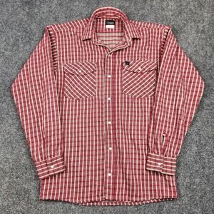 VTG Codet Shirt Mens Small Red White Plaid Western Pearl Snap Long Sleeve Pocket